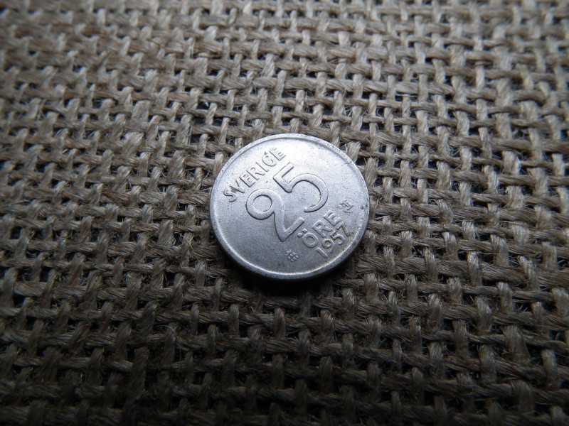 Svédország , ezüst 25 öre 1957