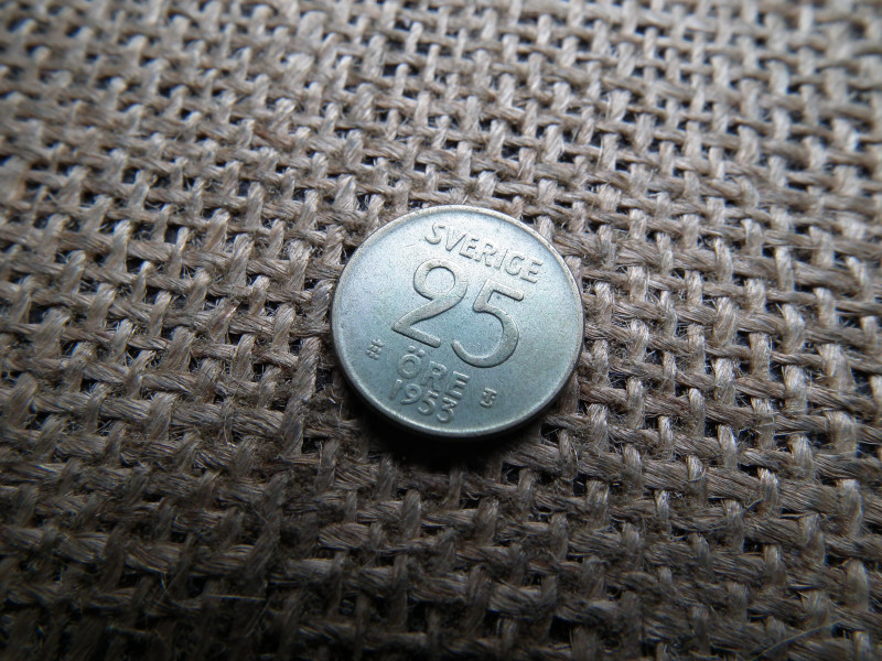 Svédország , ezüst 25 öre 1953