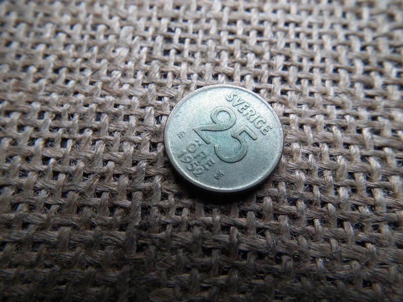 Svédország , ezüst 25 öre 1952