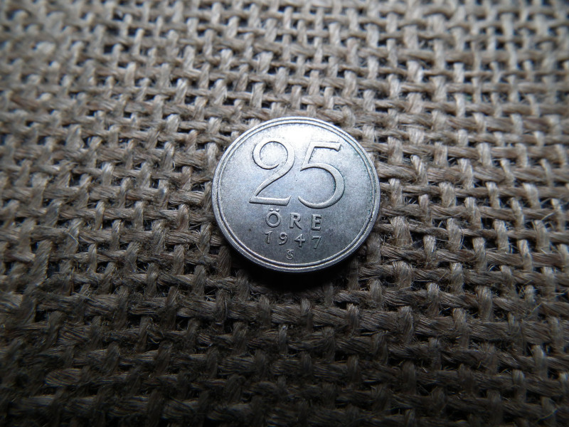 Svédország , ezüst 25 öre 1947