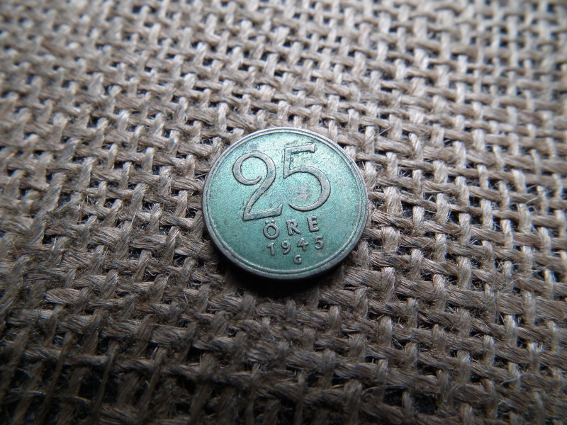 Svédország , ezüst 25 öre 1945