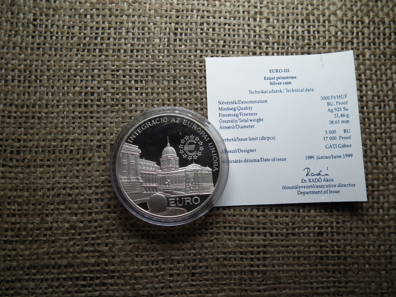 EU INTEGRÁCIÓ , BUDAVÁRI PALOTA , EZÜST 2000 Forint 1997 , PP !