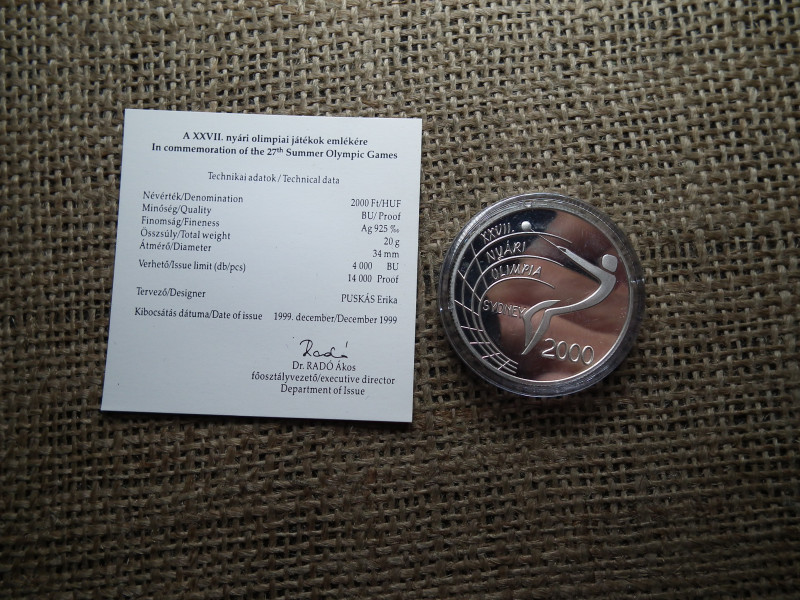 XXVII. nyári Olimpia Sydney 2000 forint 1999 PP 