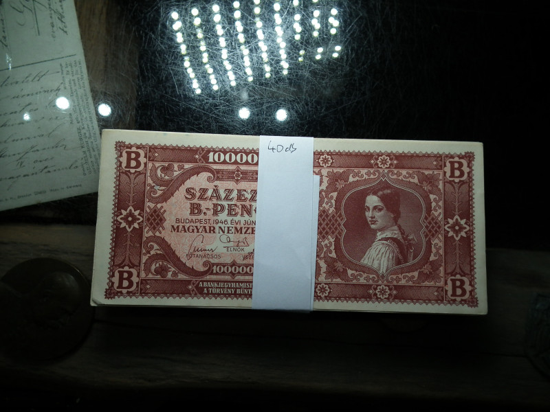 40 db , nagyon szép Százezer B.-pengő 1946 , ritkább ! 100000 , extrák