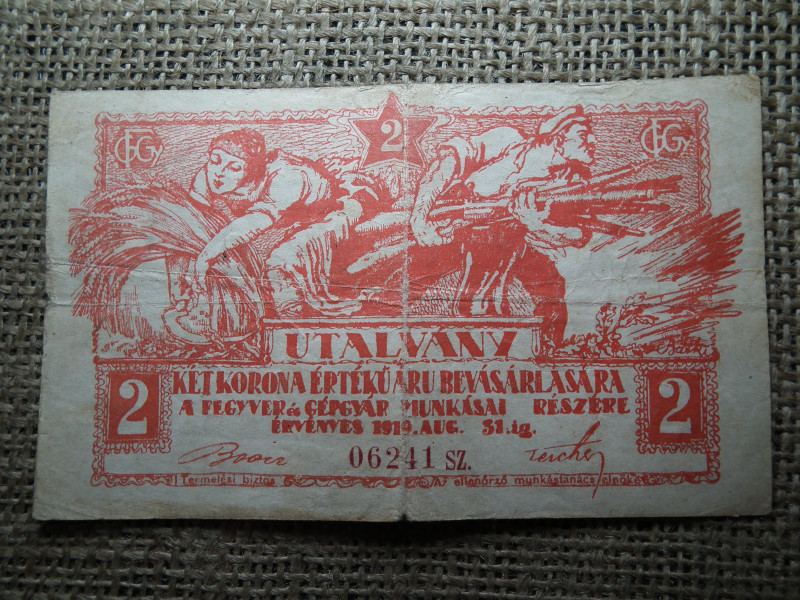 Fegyver és Gépgyár , 2 korona, 1919 Budapest , utalvány