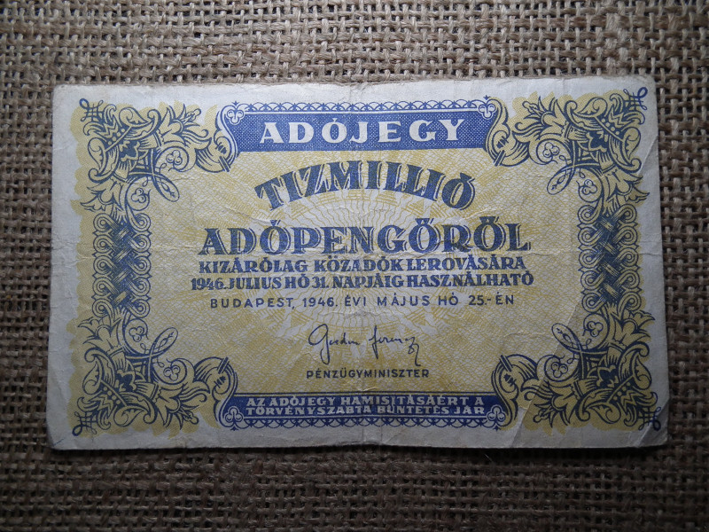 Tízmillió Adópengő 1946  