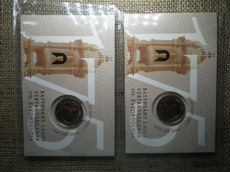 Batthyány Lajos 200 forint 2024 - Első napi veret díszcsomagolásban , 2 db sorszámkövető