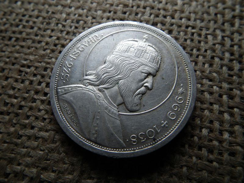 5 pengő 1938 , Szent István , ezüst 