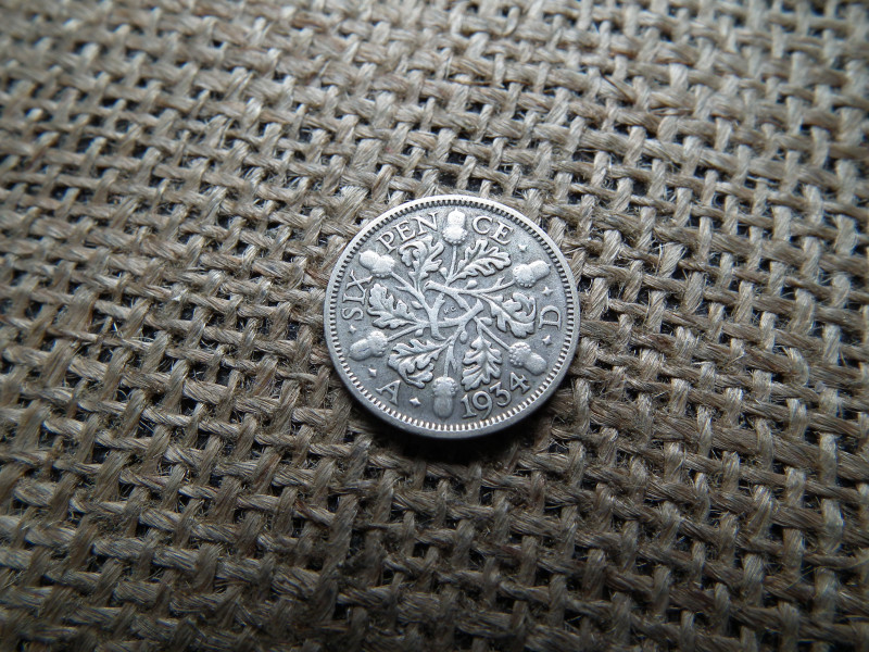 Egyesült Királyság , ezüst 6 pence 1934