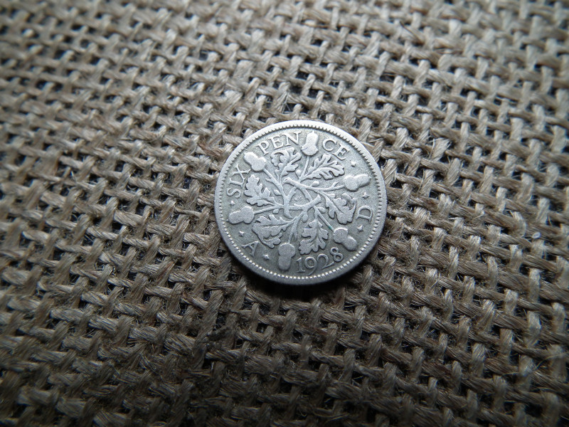 Egyesült Királyság , ezüst 6 pence 1928