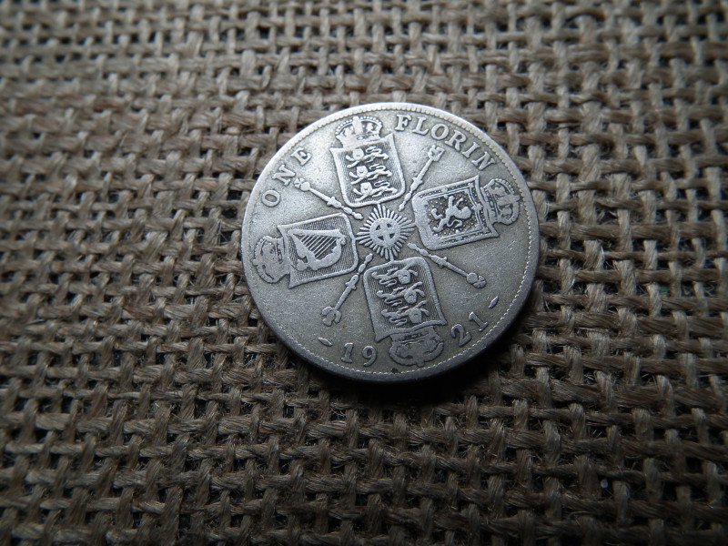 Egyesült Királyság , ezüst 1 florin 1921