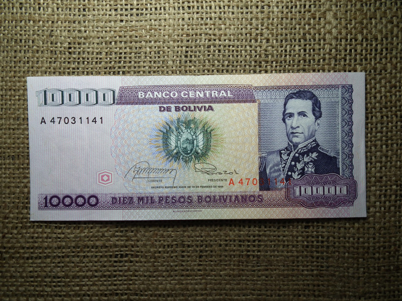 Bolívia 10000 bolivianos 1984 , A2