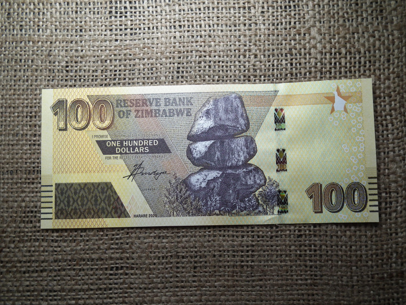 Zimbabwe 100 dollars 2020 , dollár , UNC , A2