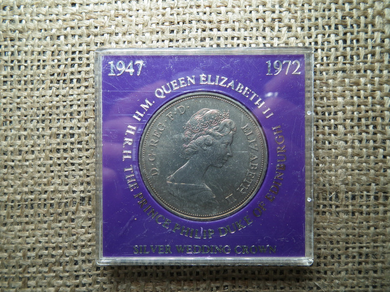 Egyesült Királyság , 25 New Pence 1972 , új penny - Elizabeth II Silver Wedding