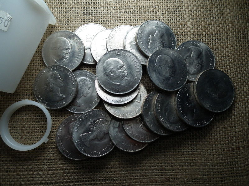 Egyesült Királyság , 1 Korona 1965 rolni ! 21 db verdefényes 1 crown - II. Erzsébet Churchill