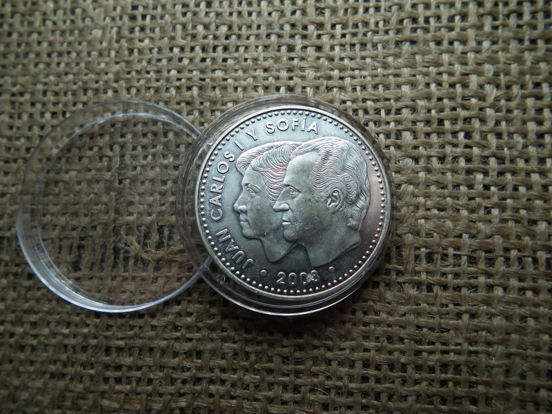 Spanyolország ezüst 12 euró 2003 , euro , I. János Károly spanyol alkotmány