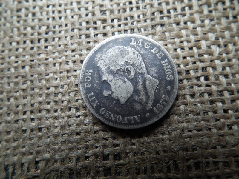 Spanyolország , ezüst 2 pesetas 1879 , pezeta , peseta 