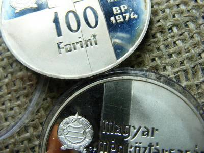 100 forintos próbaveret, 1974, ezüst, ritka