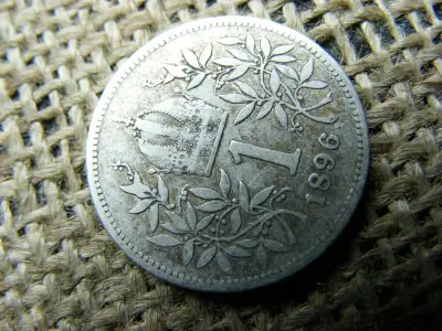 Ezüst 1 korona érme, 1896, corona