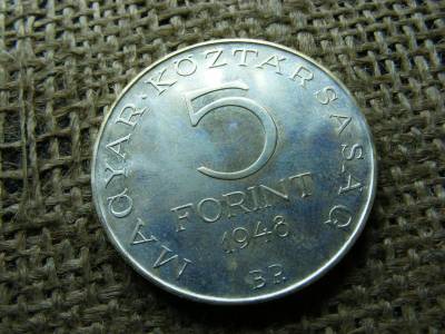 Ezüst 5 forintos érme, 1948, extra