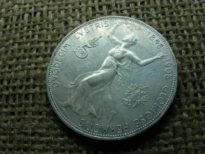 Ezüst 5 korona érme, 1908, Corona