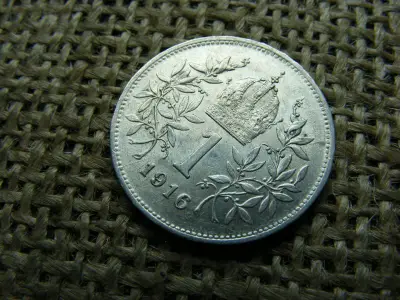 Ezüst 1 korona érme, 1916, corona