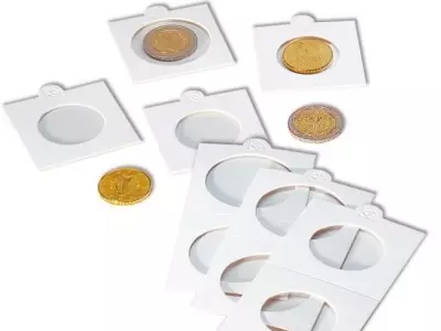 Leuchtturm érme berakó , érmetartó karton keret , öntapadós ( 50x50mm ) 30 mm ! Ár / tasak ( 50 db ) 