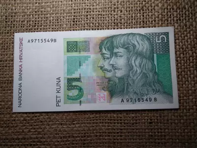 Horvátország , 5 kuna 1993 , aUNC
