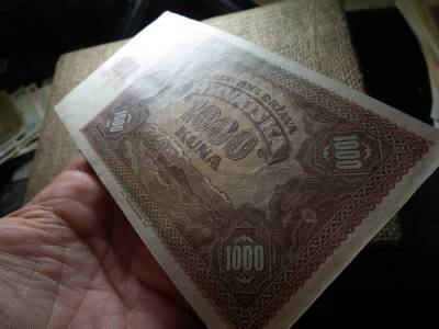 Horvátország , 1000 kuna 1941 bankjegy , xf