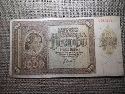 Horvátország , 1000 kuna 1941 bankjegy 