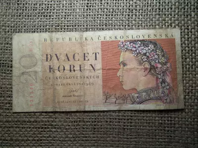Csehszlovákia 20 korona 1949 , korun , bankjegy 