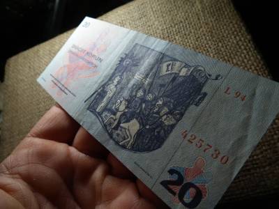 Csehszlovákia 20 korona 1970 , korun , bankjegy 
