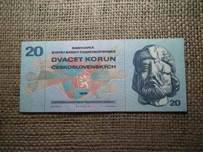 Csehszlovákia 20 korona 1970 , korun , bankjegy 