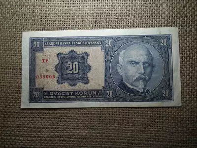 Csehszlovákia 20 korona 1926 , korun , bankjegy 