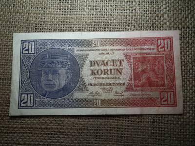 Csehszlovákia 20 korona 1926 , korun , bankjegy 