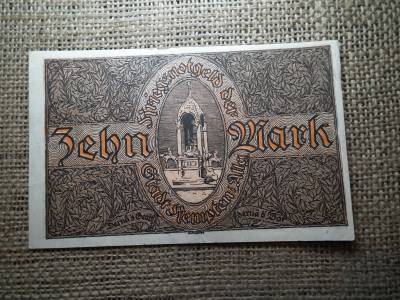 Németország 10 márka 1918 , notgeld , bankjegy 