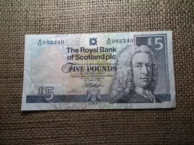 Skócia , 5 font 1999 , pounds , bankjegy 