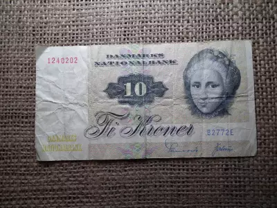 Dánia , 10 korona 1972 , kroner , bankjegy 