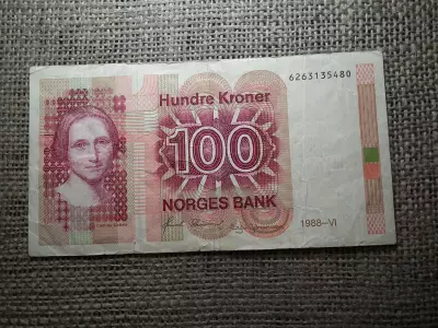 Norvégia 100 korona 1988 , Kroner , bankjegy 