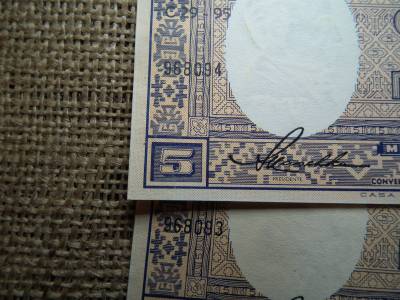 Chile , 5 pesos 1958 - 1959 , 2 db sorszámkövető bankjegy 