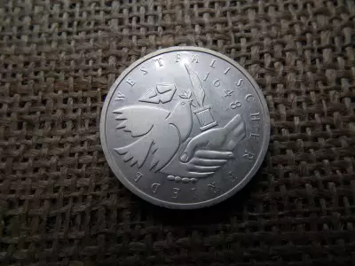 Németország , ezüst 10 márka 1998 J , Deutsche Mark Peace of Westphalia