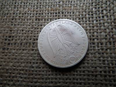 Németország , ezüst 10 márka 1995 J , Deutsche Mark Frauenkirche in Dresden