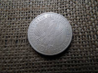 Németország , ezüst 10 márka 1989 G , Deutsche Mark 40 Years of Federal Republic