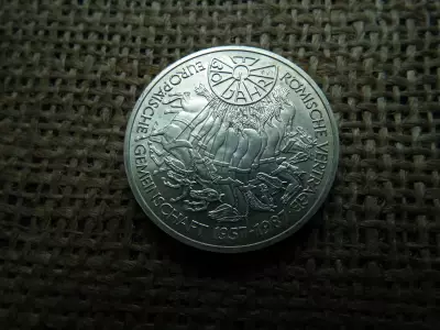 Németország , ezüst 10 márka 1987 G , Deutsche Mark Treaty of Rome
