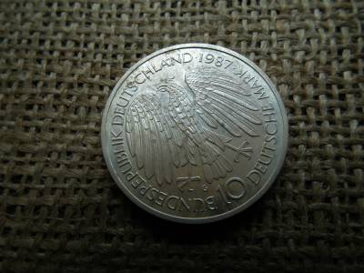 Németország , ezüst 10 márka 1987 G , Deutsche Mark Treaty of Rome