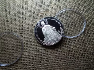Szent László Király halálának évfordulója 900 , 1995 , jelzett 925/1000 ezüst ( 1 uncia szín ) 