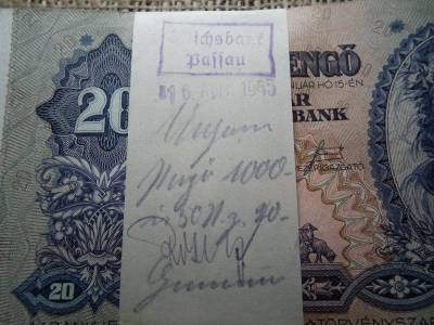 20 pengő 1941 , 50 db , 1 köteg ! Eredeti német , banki kötegelő , 1945 április ! Nagyon szép darabok is ! 