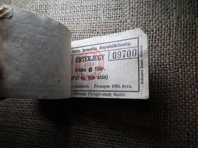 Miskolc , Miskolczi Ortodox Izraelita Anyahitközség ! Értékjegy 6 fillér 1936 , 1/2 kg hús , Orth. ! Ritka köteg ! 98 db sorszámkövető !
