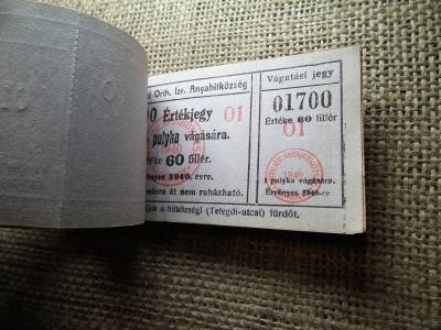 Miskolc , Miskolczi Ortodox Izraelita Anyahitközség ! Értékjegy 60 fillér 1940 , 1 pulyka  , Orth. ! Ritka köteg ! 98 db sorszámkövető !