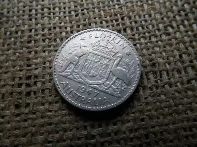 Ausztrália , ezüst 1 florin 1947
